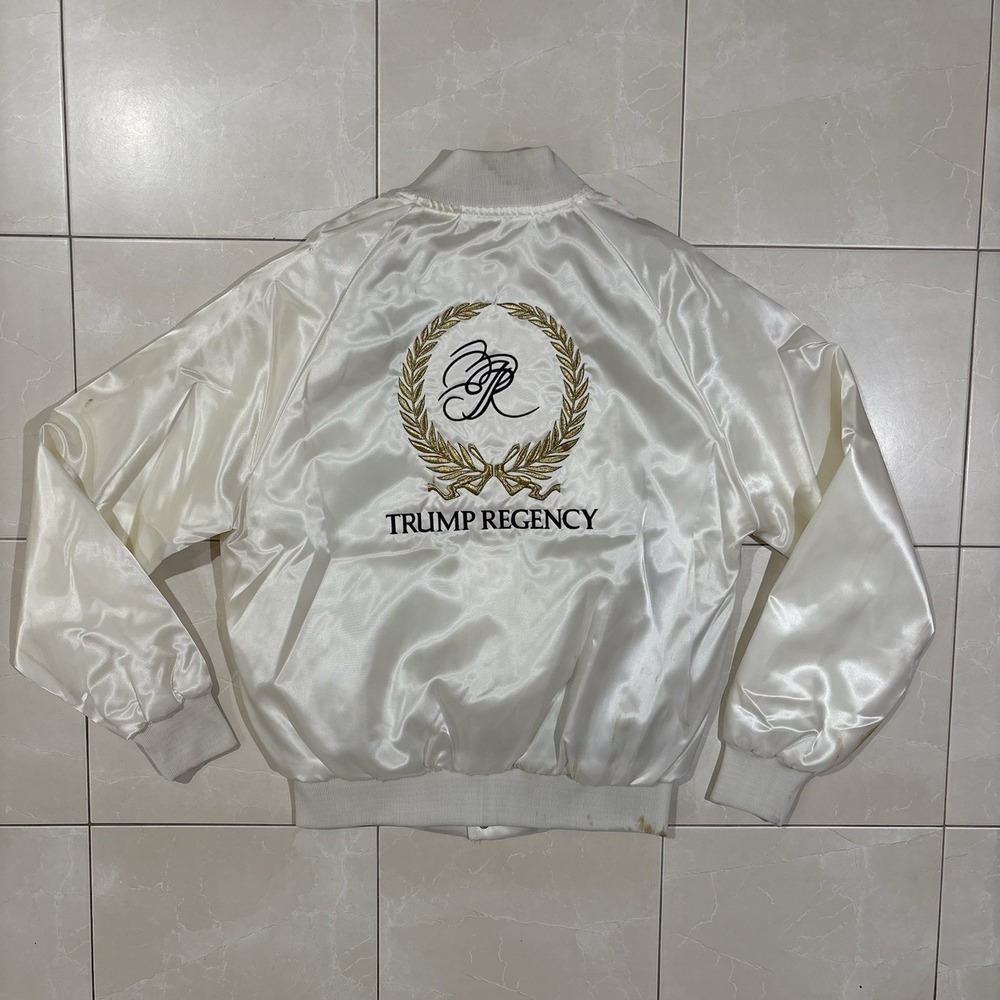 Vintage Trump Hotel Satin Jacket Regency FLAWED Men's M Made In USA 90s